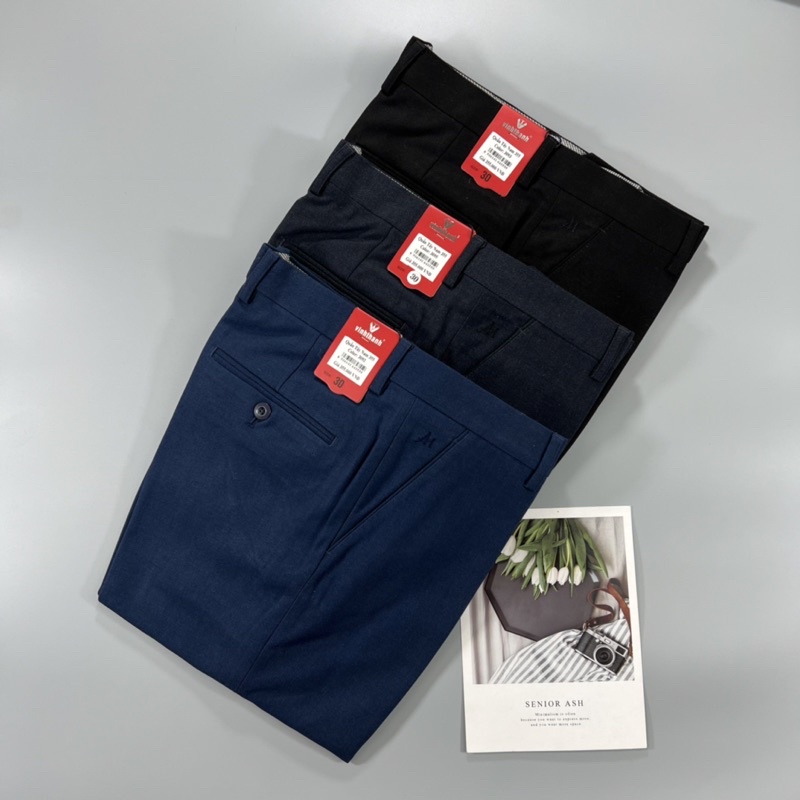 Quần tây nam slimfit Vĩnh Thành, vải hạt gạo, dày dặn, mềm mượt QT309
