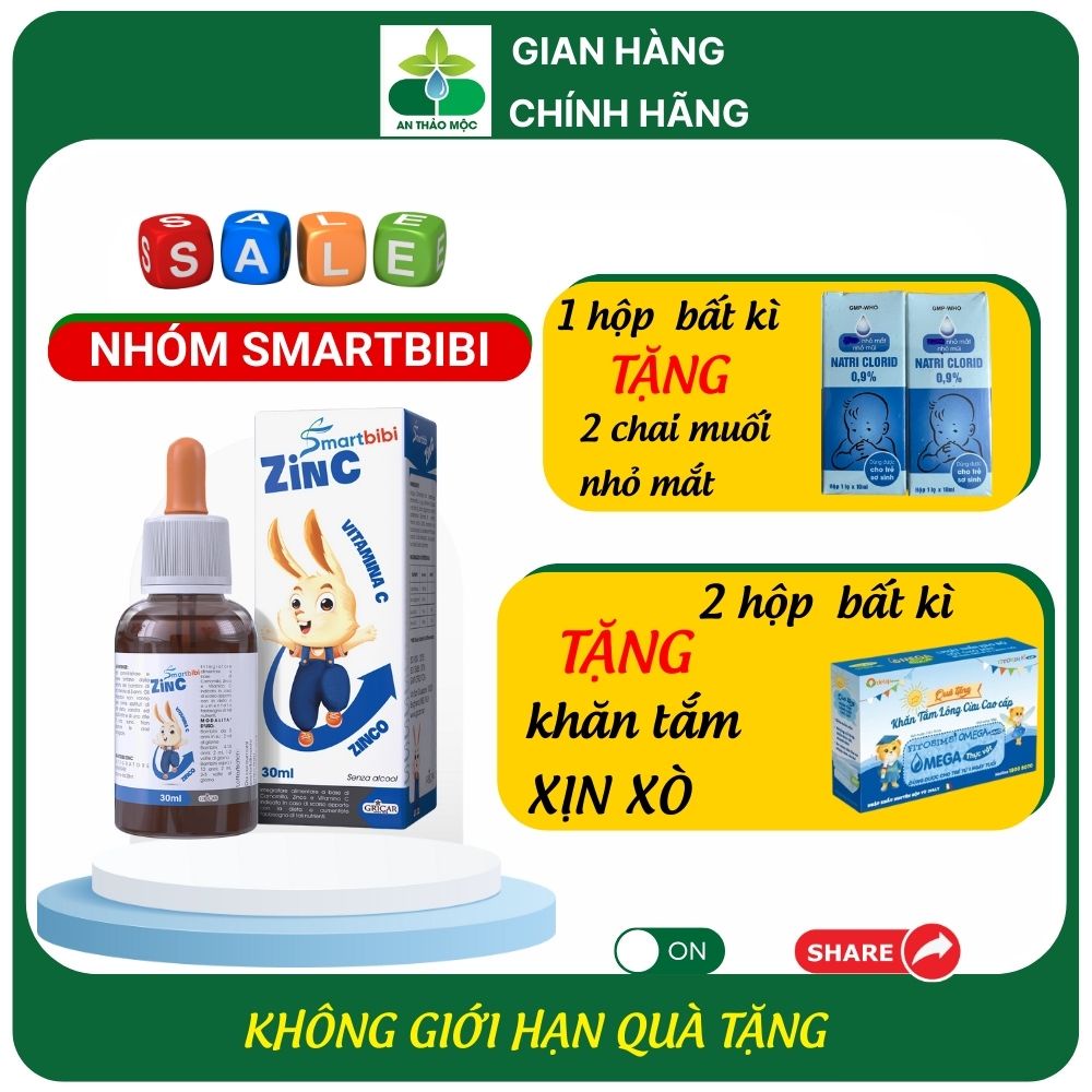Siro Kẽm Hữu Cơ Smartbibi Zinc Nhỏ Giọt Giúp Bé Tăng Đề Kháng Kích Thích Ăn Ngon Tiêu Hóa Tốt