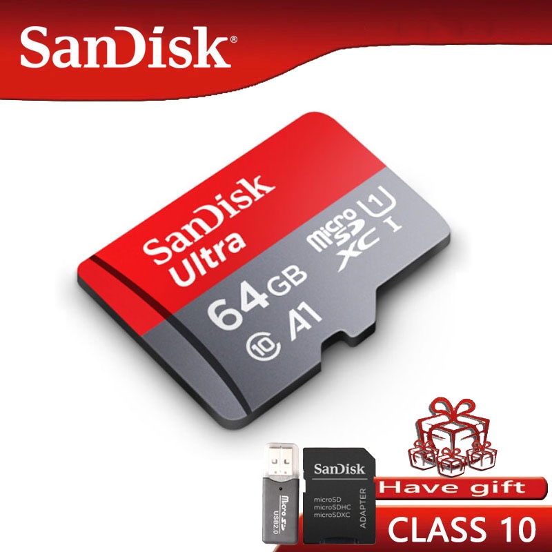 SANDISK Thẻ Nhớ Micro SD 16GB / 32GB / 64GB / 128GB / 256GB / 512GB / 1024GB SD Ultra A1 Đầu Đọc Thẻ Tf Class 10