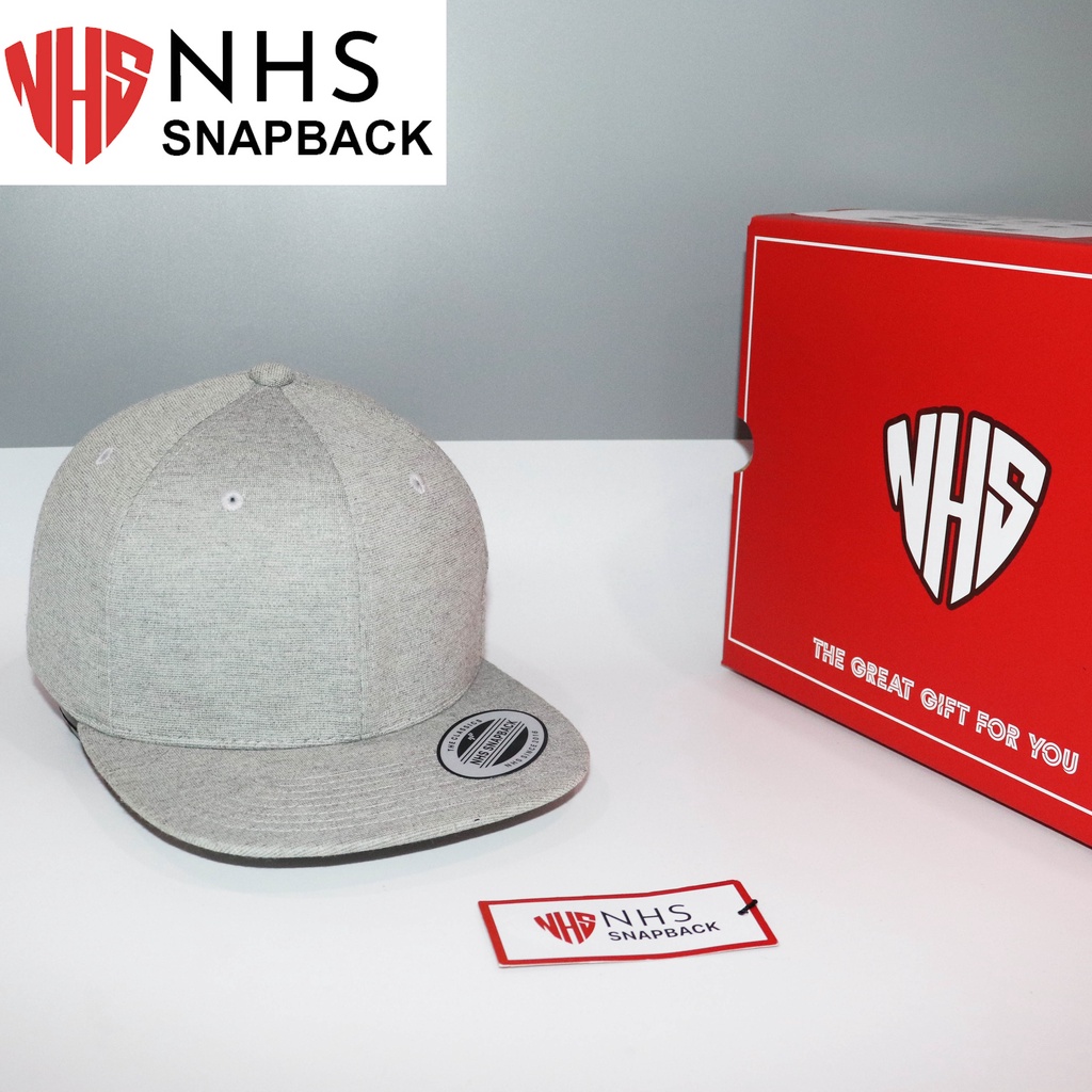 Nón NHS Snapback Fullbox soái ca xám Trơn004