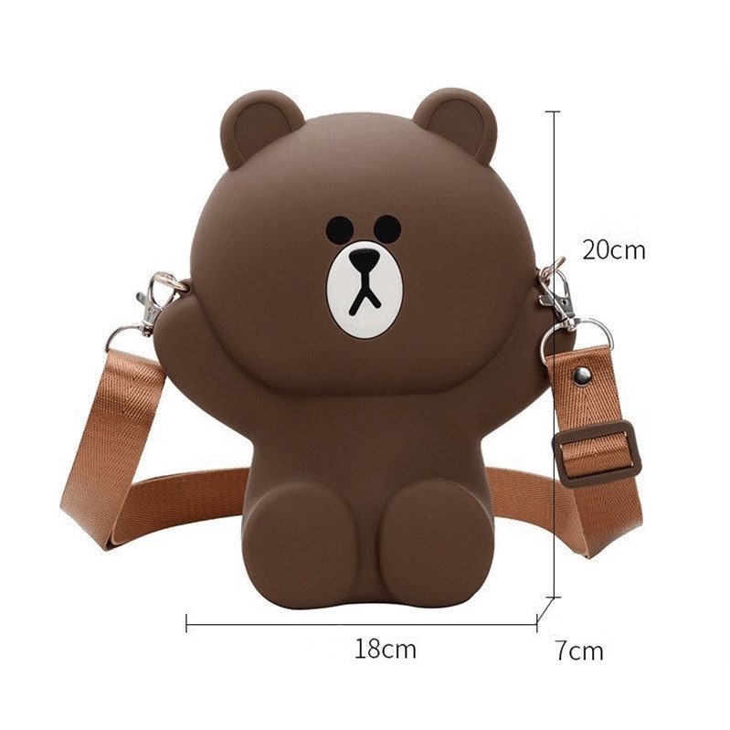 Túi gấu Brown, túi đeo chéo hình gấu dành cho nữ và bé gái dễ thương nhiều kích thước