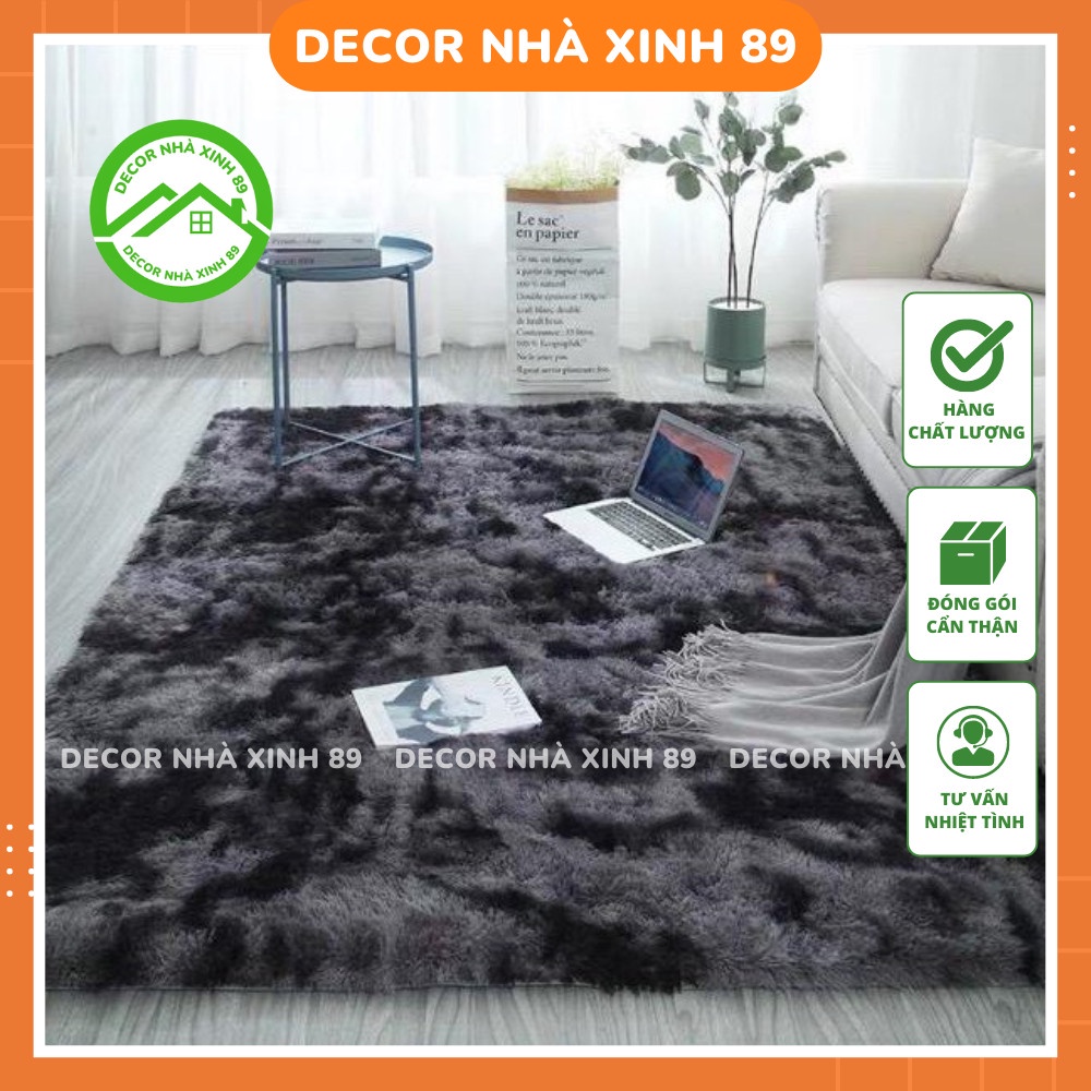 Thảm lông trải sàn phòng ngủ loại lông dày nhập khẩu kích thước 1m6x2m mặt dưới có lớp chống trượt lông dày 4cm