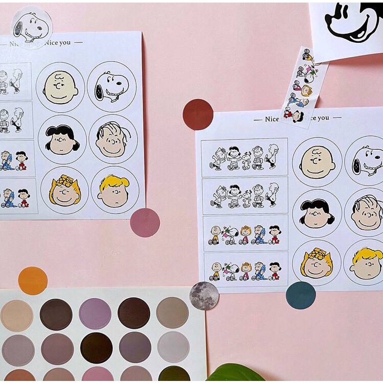 1 tờ 48 Sticker tròn dán note, dán tranh vải, poster decor bàn học, đánh dấu tài liệu