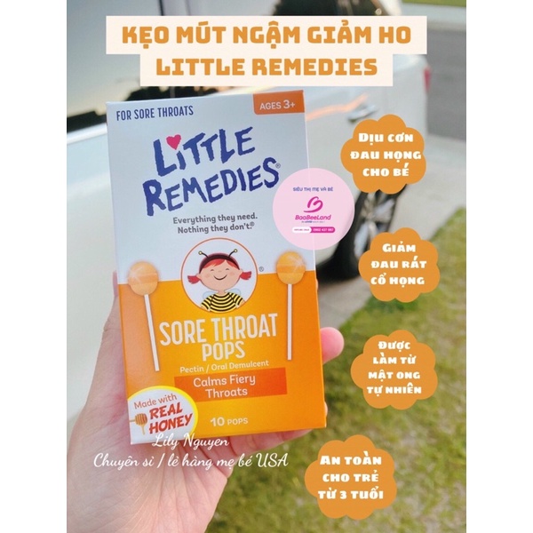 [𝗗𝗔𝗧𝗘 𝟱/𝟮𝟬𝟮𝟱] Kẹo mút giảm ho cho bé Little Remedies Sore Throats Pops của Mỹ (Hộp 10 cây) - BAABEELAND