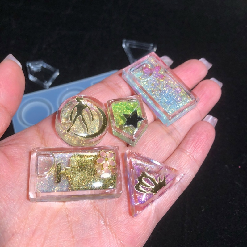 Khuôn Silicone Bóng Làm Bông Tai / Móc Khóa Hình Đa Giác DIY