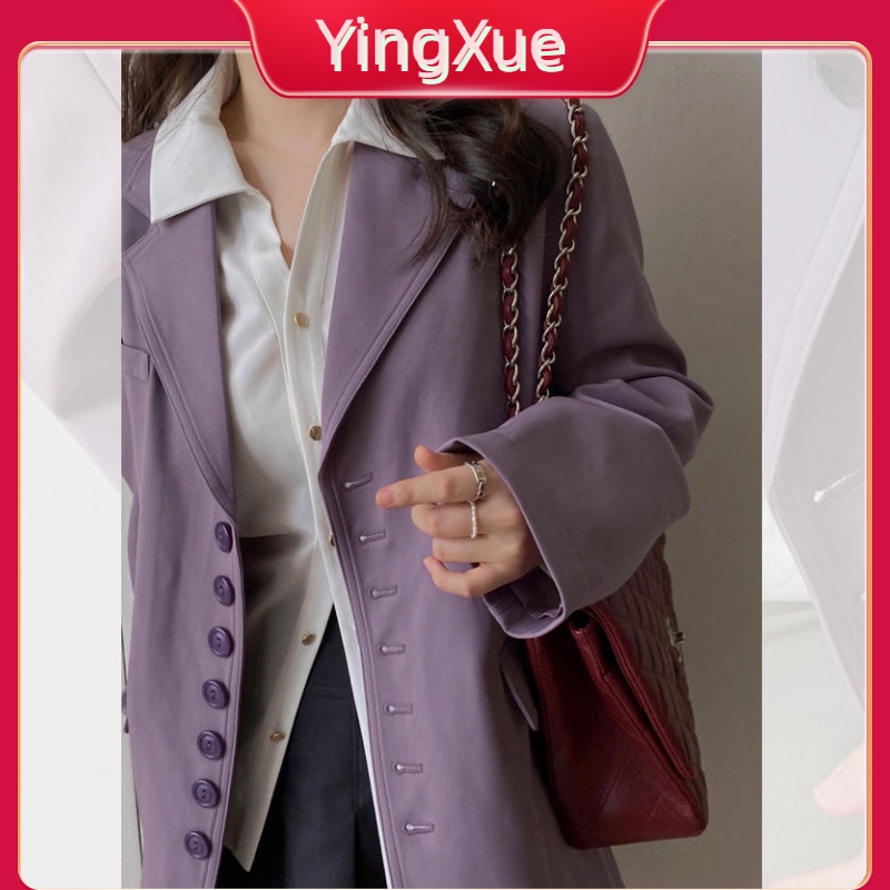 Áo Khoác Vest Màu Tím Thiết Kế Đơn Giản Ôm Dáng Thời Trang Cao Cấp Cho Nữ