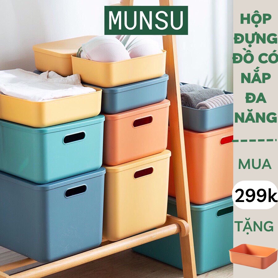 Hộp Đựng Đồ Quần Áo, Mỹ Phẩm, Đồ Lót Đa Năng Có Tay Cầm Có Nắp Nhiều Màu Tiện Dụng Cao Cấp Q02_C03