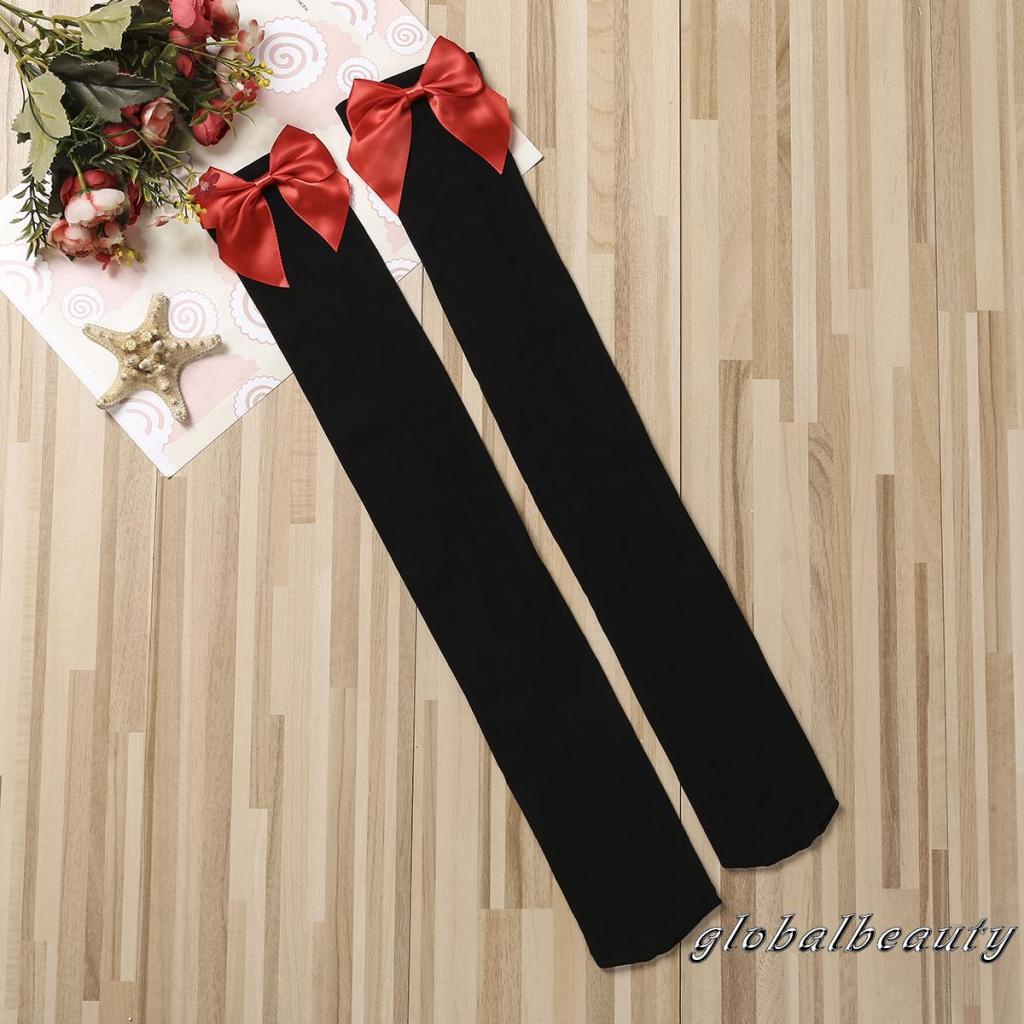 Vớ Dài Qua Gối Màu Trơn Đính Nơ Thời Trang Gợi Cảm Cho Nữ