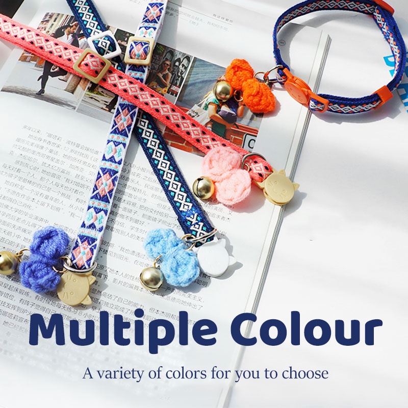 HamshMoc Vòng Cổ Nhẹ Mềm Mại Thoải Mái Bền Bỉ Có Chuông Và Nơ Dễ Thương Có Thể Điều Chỉnh Cho Thú Cưng / Mèo / Thỏ