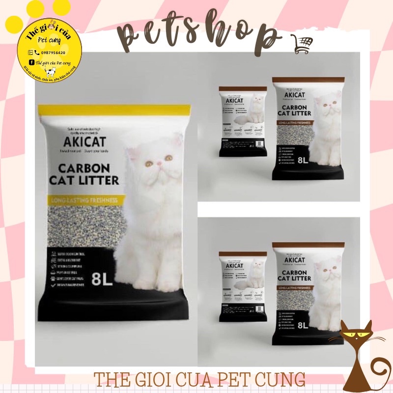 Cát vệ sinh cho mèo. Cát nhật Akicat 8L-4kg. Cát Kucinta 5L