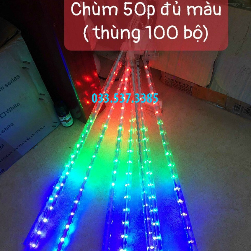Đèn trang trí thả sao băng, đèn led chùm 8 thanh kích thước 50cm