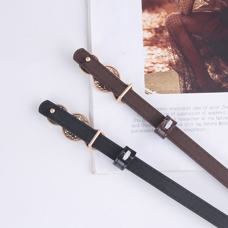 Thắt Lưng Da Pu Màu Trơn Khóa Kim Loại Thời Trang Cho Nữ