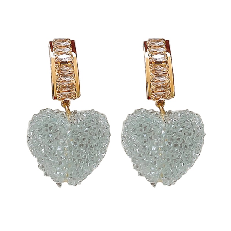 Bông Tai Hình Trái Tim Đính Pha Lê Hồng Thời Trang Cho Nữ