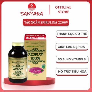 Tảo xoắn tem đỏ Nhật Bản viên tảo xoắn Spirulina hộp 2200 viên hỗ trợ tiêu hóa thải độc và làm đẹp da