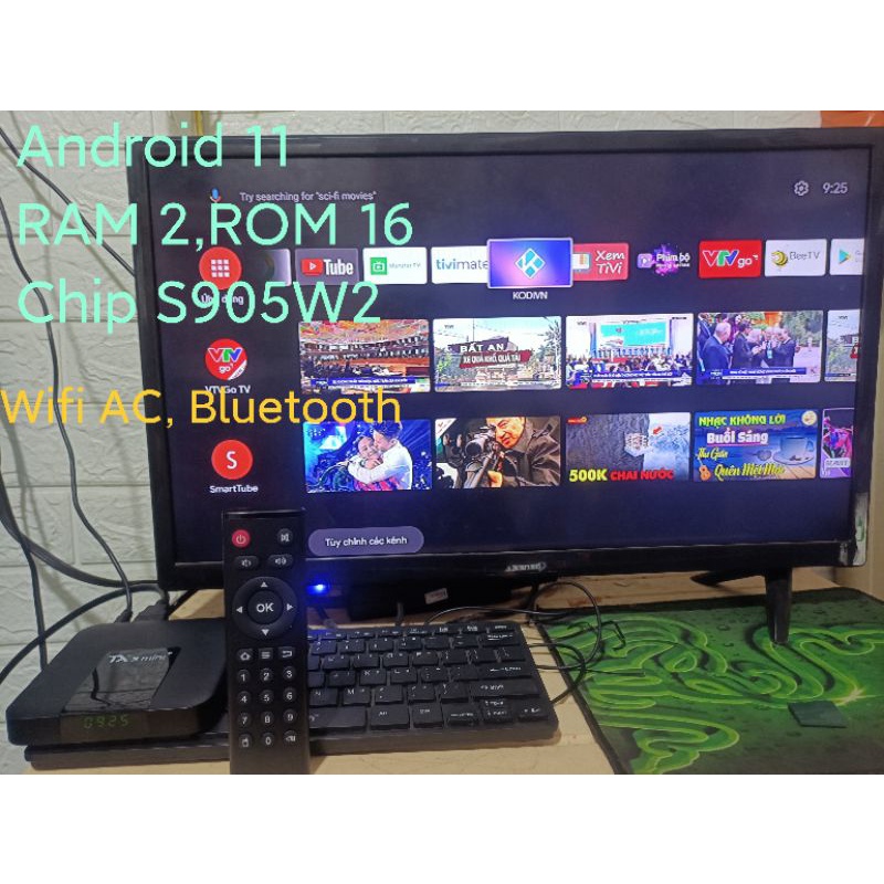 Android TV box Tx3 mini plus 2022 Rom ATV bản Ram 2,Rom 16,wifi 2,4ghz+5ghz+ Bluetooth.
