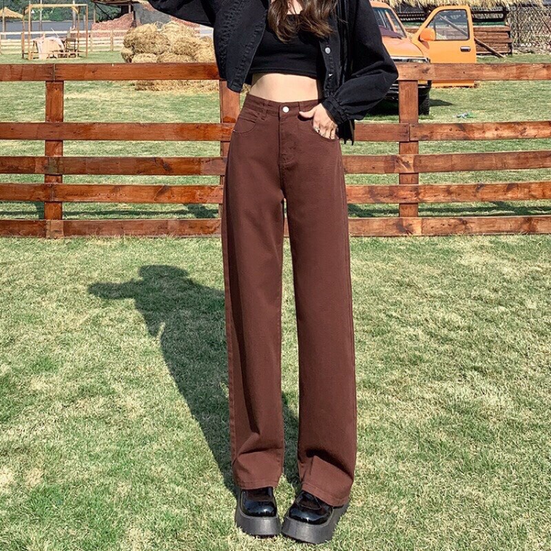 Quần kaki bò jean nữ ống xuông rộng suông jeans cạp cao Hottrend 2022 | BigBuy360 - bigbuy360.vn