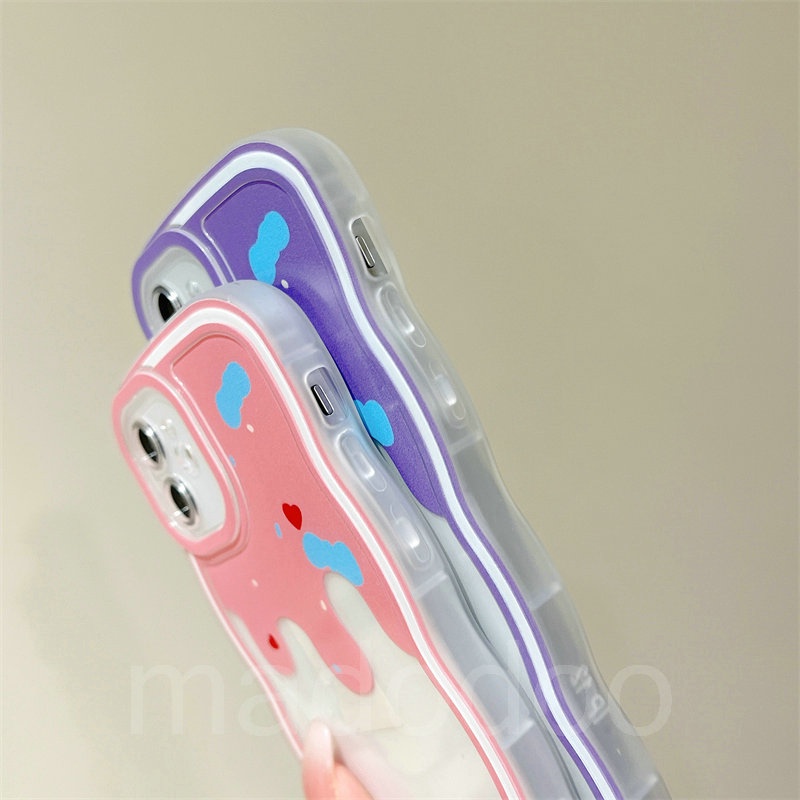 Casing For iPhone 14 13 12 11 Pro Xs max Mini 7 8 6 6S Plus X XR 14ProMax 13promax 12promax 11promax 6+6S+ 7+ 8+ Cute Waves Edge Candy ice Cream Fine Hole Airbag Shockproof Clear Soft Phone Case Cover BW 23