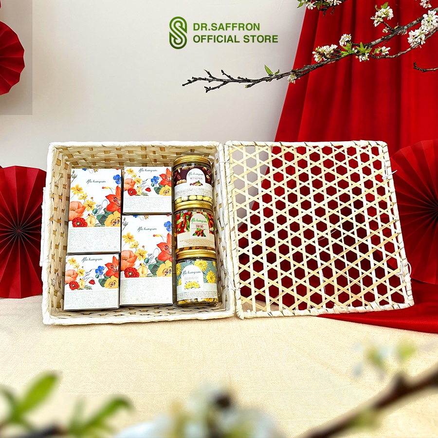 Giỏ quà saffron, mật ong, trà hoa, quà 8/3 tặng mẹ, bà, cô giáo...thương hiệu Mộc Hương Sơn
