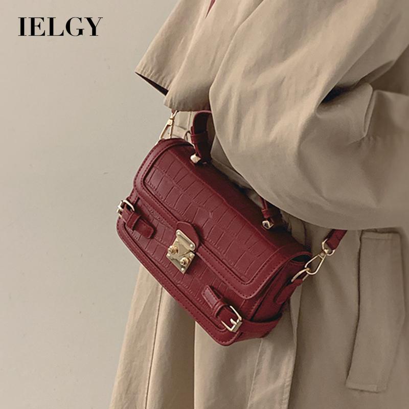 Túi Đeo Chéo Vuông Nhỏ Họa Tiết Vân Đá Màu Đỏ Thời Trang Cho Nữ