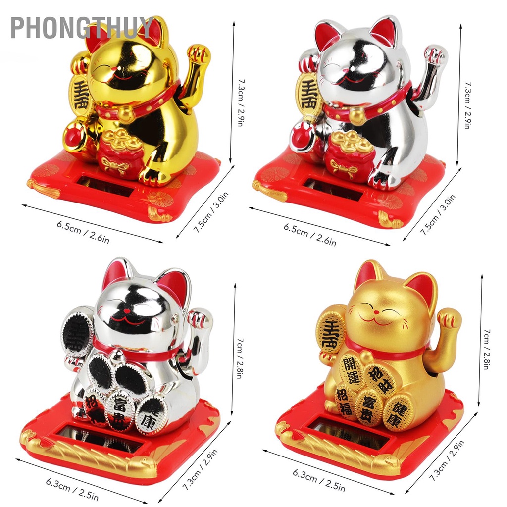 Mèo Thần Tài Vẫy Tay Dùng Năng Lượng Mặt Trời Dễ Thương Mang Lại May Mắn Tài Lộc Trang Trí Gia Đình Xe Hơi