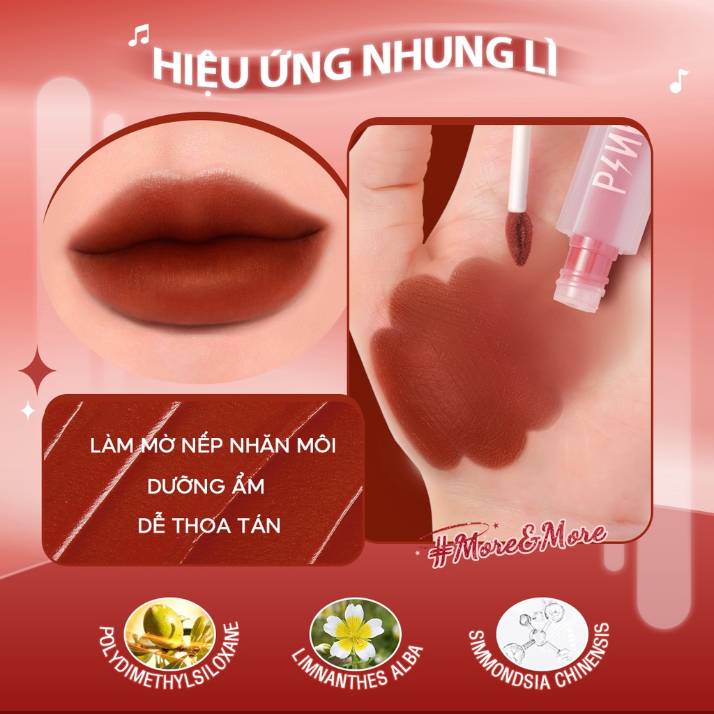 Son Tint Nhung Lì PINKFLASH Sắc Tố Cao Mịn Mượt Mềm Mại Như Mousse Lâu Trôi Đa Năng Dễ Tán Đều