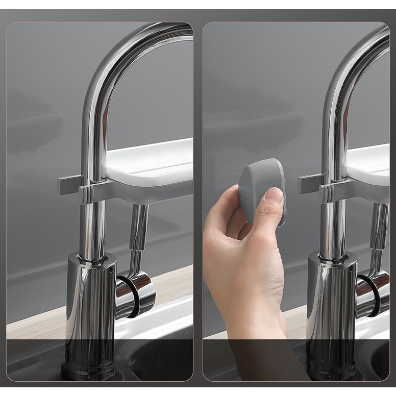 Kệ gắn vòi nước lavabo, Giá Để Đồ Cọ Rửa Bát, Xoong, Nồi 802 Chất Liệu Nhựa ABS Cao Cấp Bền Bỉ