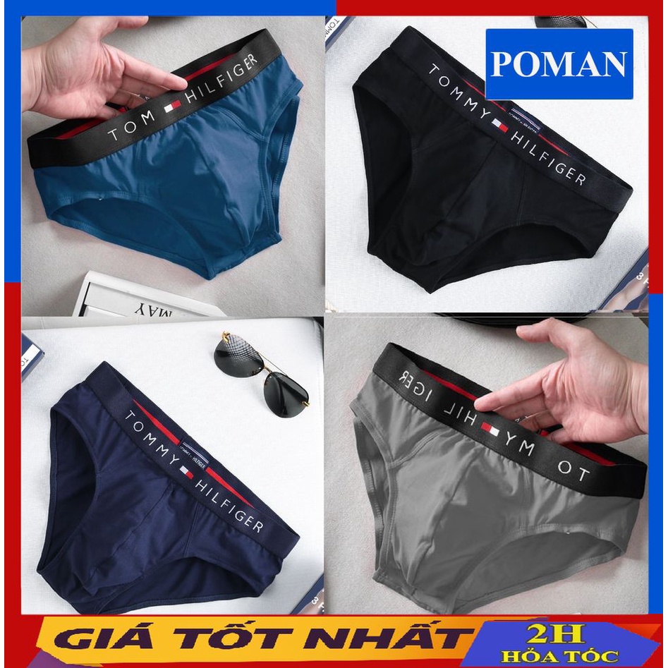 Quần lót nam thun lạnh tam giác, quần sịp nam co dãn 4 chiều cạp tối cao cấp SC05 (Che tên) - POMAN