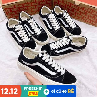 Giày Sneaker Nam Nữ Vans Kẻ Trắng Old School Cao Cấp