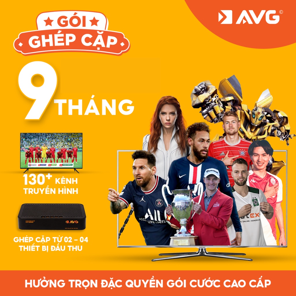 TẶNG 02 THÁNG CƯỚC - Gói 09 tháng cước thuê bao ghép cặp đầu thu KTS AVG - GC09