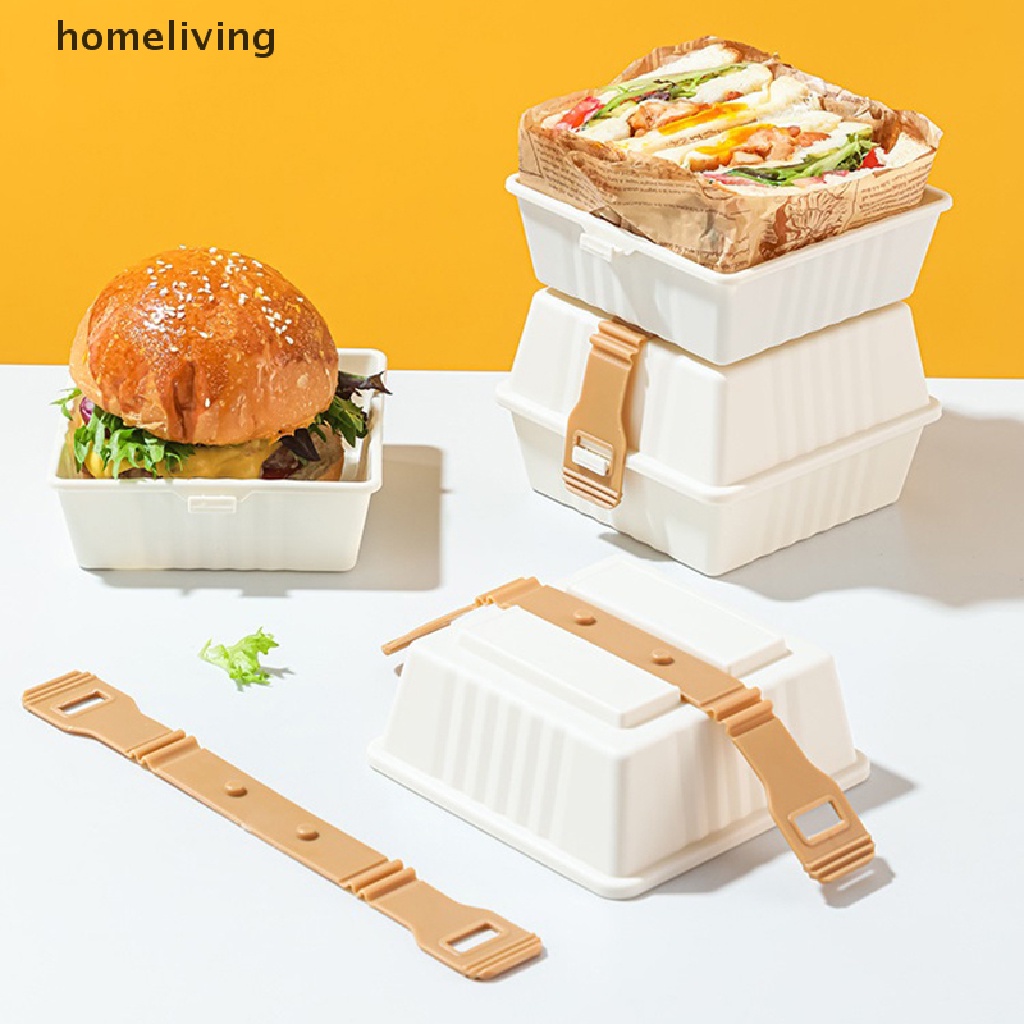 1 Hộp Đựng Bánh Burger 19CM Có Nắp Đậy Chống Rò Rỉ Tiện Dụng Mang Theo Du Lịch Dã Ngoại