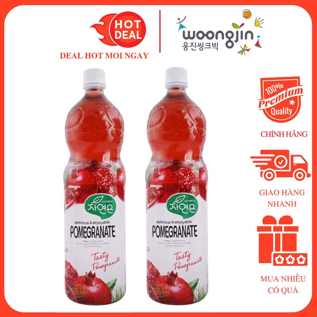 COMBO 2 Chai Nước Ép Lựu Woongjin Hàn Quốc Nhập Khẩu 1,5L/Chai