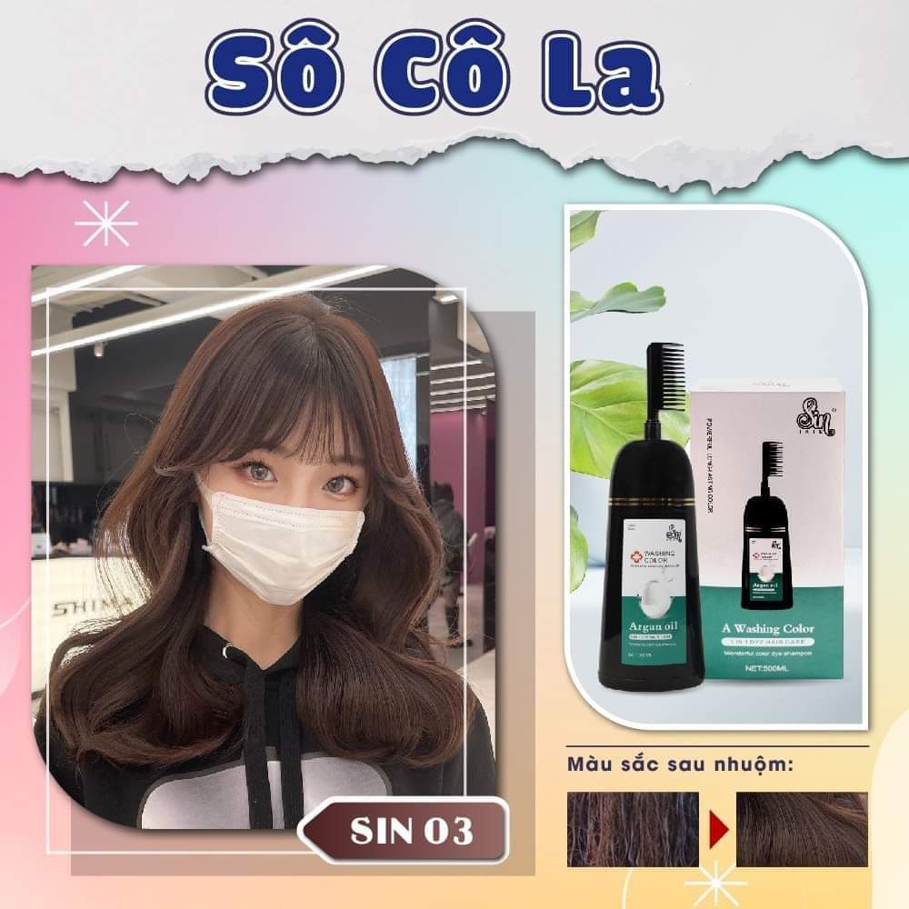 Dầu Gội Phủ Bạc màu Sô-Cô-La Sin Hair Nhân Sâm Nhật Bản 500ml chính hãng MẪU MỚI