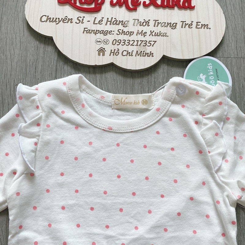 Đồ bộ tay dài bé gái bèo vai xuất Nhật Miwoo