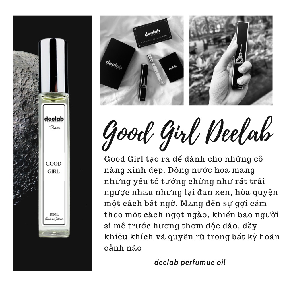 Tinh Dầu Nước Hoa Nữ Deelab Good Girl Cá Tính, Ngọt Ngào, Gợi Cảm 10ml - Dạng Xịt Tiện Lợi | BigBuy360 - bigbuy360.vn
