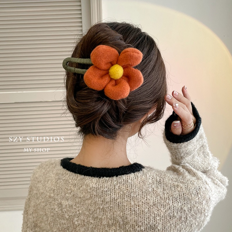 Kẹp Tóc Hình Bông Hoa Lớn Dễ Thương Phong Cách Hàn Quốc