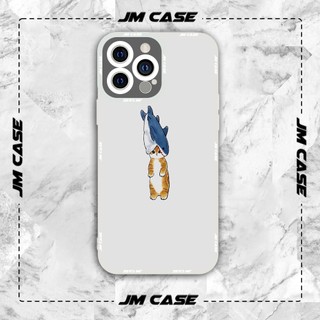 Ốp lưng iphone và samsung xiaomi oppo cạnh vuông JMCase Mèo Con Cá Mập Gặm Đầu