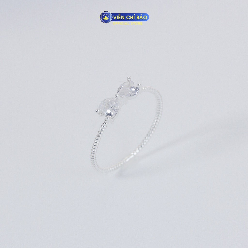 Nhẫn bạc nữ nơ xoắn đá trắng chất liệu bạc 925 thời trang phụ kiện trang sức nữ Viễn Chí Bảo N400882