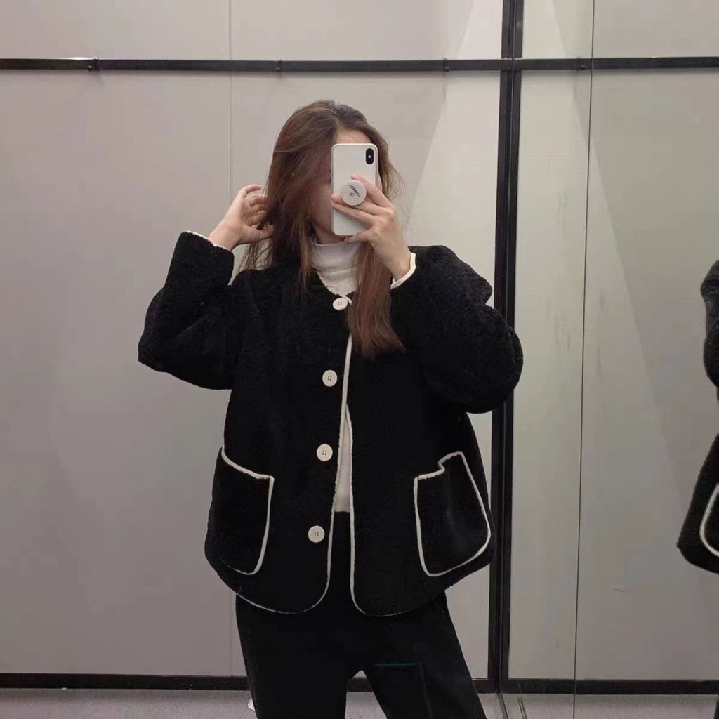 XIYUYI  Áo Khoác Lông Cừu Dáng Rộng Thời Trang Dành Cho Nữ