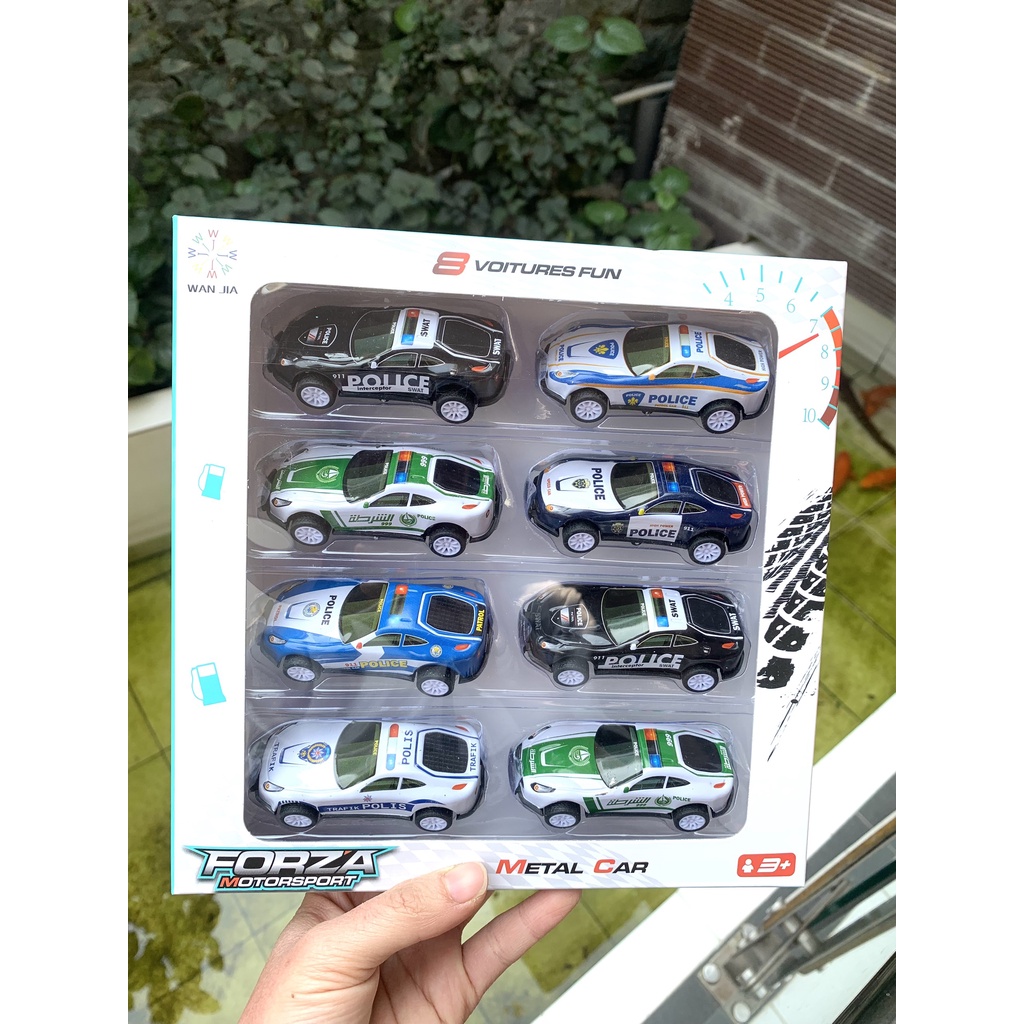 Đồ chơi xe cảnh sát, hộp 8 xe siêu đẹp dành cho các bé yêu thích xe ô tô