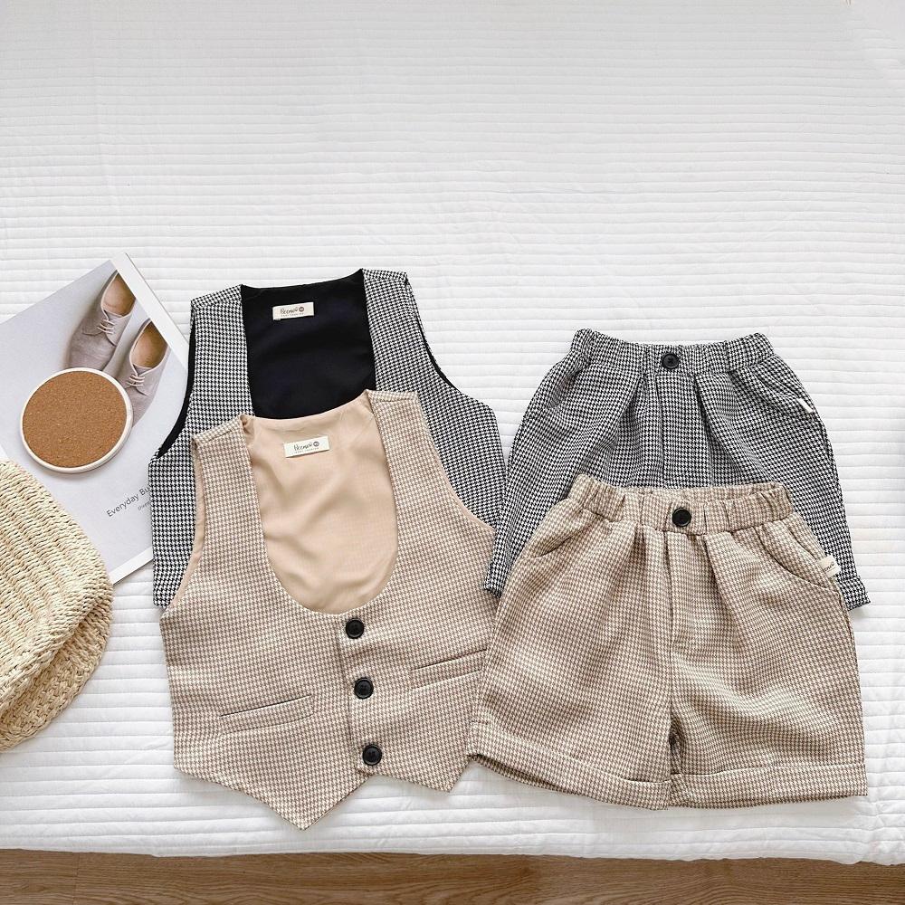 Set áo sơ mi bé trai kèm quần short phối áo gile MINTSCLOSET Mint's Closet set 4 chi tiết có nơ 1 2 3 4 5 tuổi - TN3094
