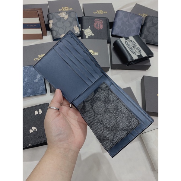 VÍ NGẮN COACH DA THẬT - VÍ MINI ĐỰNG THẺ CARD - MUA 1 ĐƯỢC 2