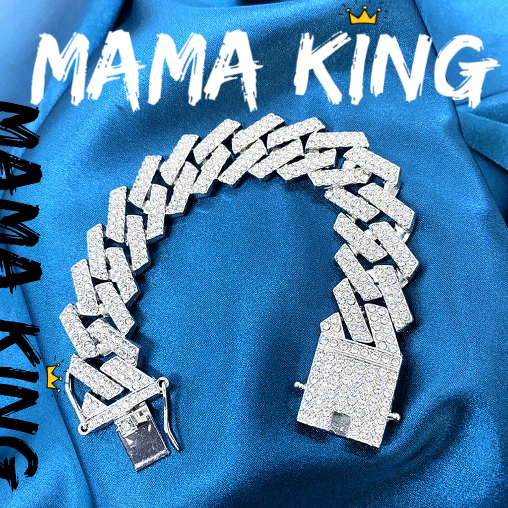 VÒNG TAY LẮC TAY CUBAN HIPHOP ĐÍNH ĐÁ NHÂN TẠO DOME 20mm by MAMA KING