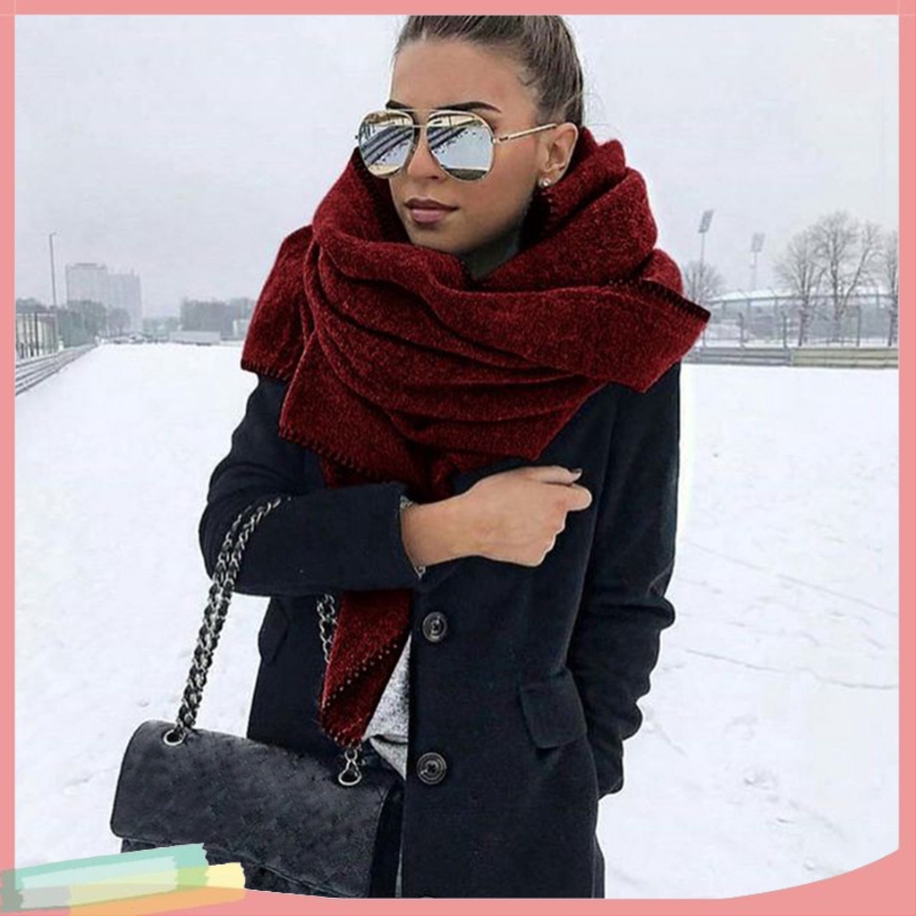 Khăn Choàng Màu Trơn Ấm Áp 200cm Cho Nữ