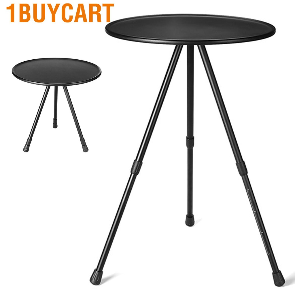 1buycart Round Folding Table Black Ultra Light Liftable Aluminium Alloy Camping for Outdoor Picnic Travel