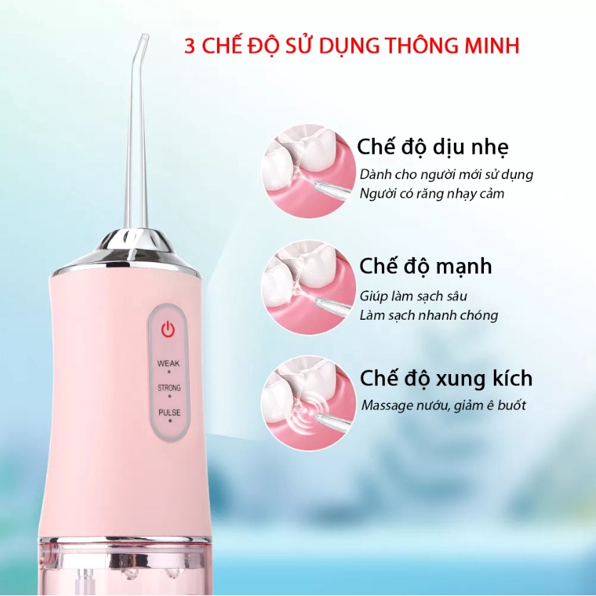 Tăm nước cầm  tăm nước cầm tay du lịch máy tưới miệng-Tặng 4 đầu phun Bảo hành 6 tháng  máy tăm nước