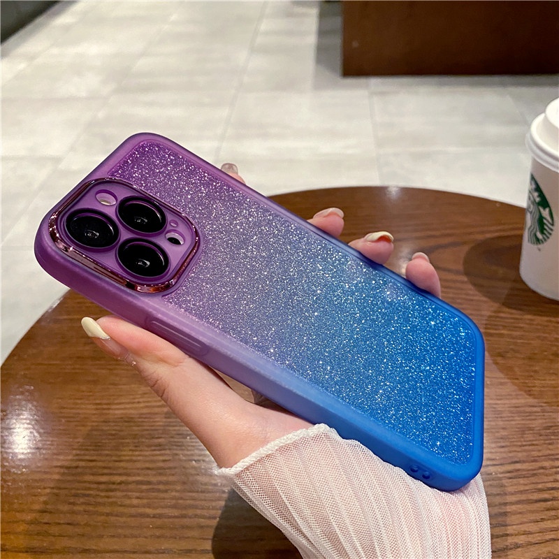 Sang Trọng Ốp Điện Thoại iPhone 14 13 12 11 Pro max 14 plus case ốp lưng iphone 14 13 12 11 promax Silicon Mềm Chống Sốc Màu gradient Lấp Lánh Cho iP 14 13 12 11 Pro Max 14 Plus