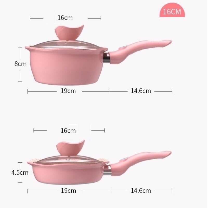 Bộ nồi chảo ăn dặm cho bé, nồi nấu cháo cho bé kèm xửng hấp 16 cm (Không kèm thìa như trong ảnh)