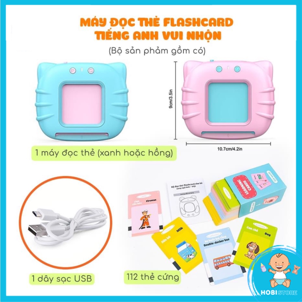 Máy đọc viết Lalatalk 2in1 máy đọc thẻ flashcard song ngữ Anh - Việt tích hợp bảng viết vẽ điện tử LCD tự xóa thông minh