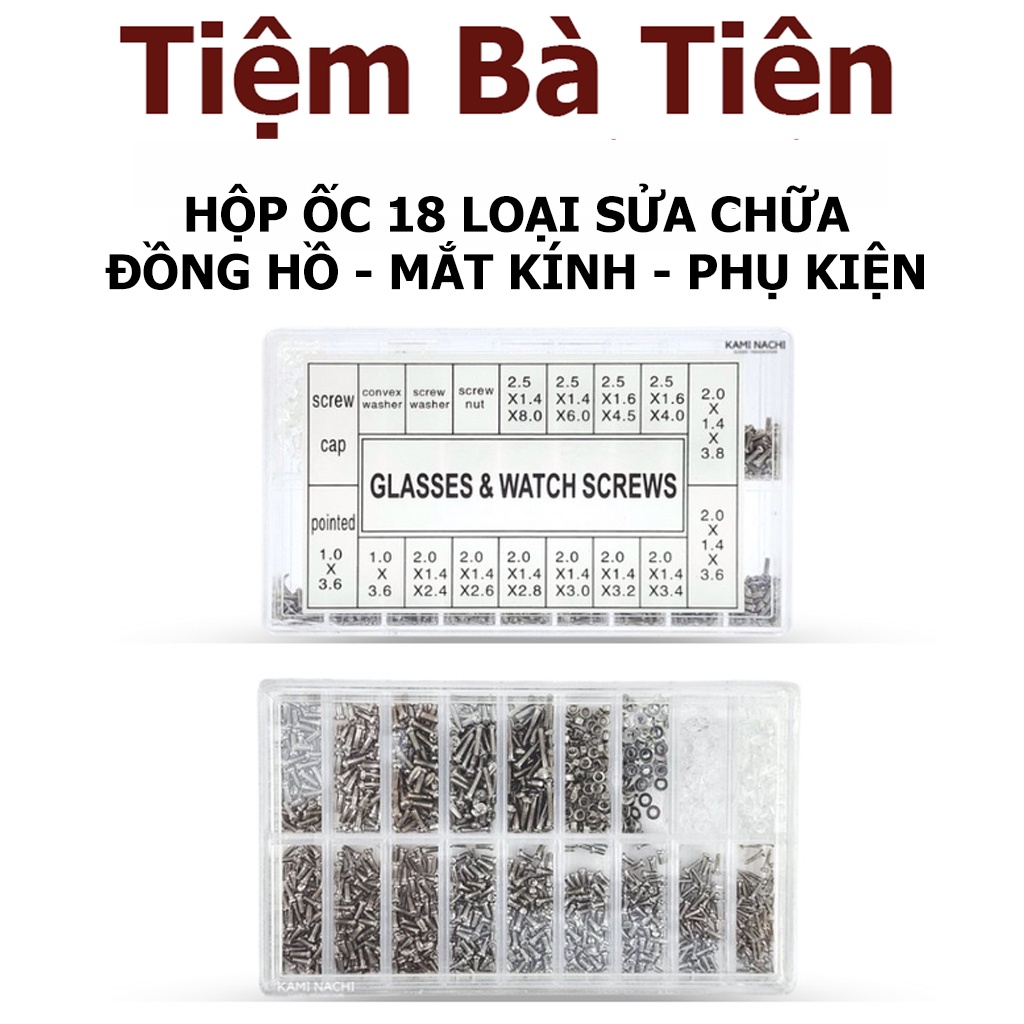 Hộp ốc 18 loại cao cấp chuyên dụng, nhiều loại và kích cỡ chuyên dụng sửa chữa điện thoại, đồng hồ, mắt kính, phụ kiện