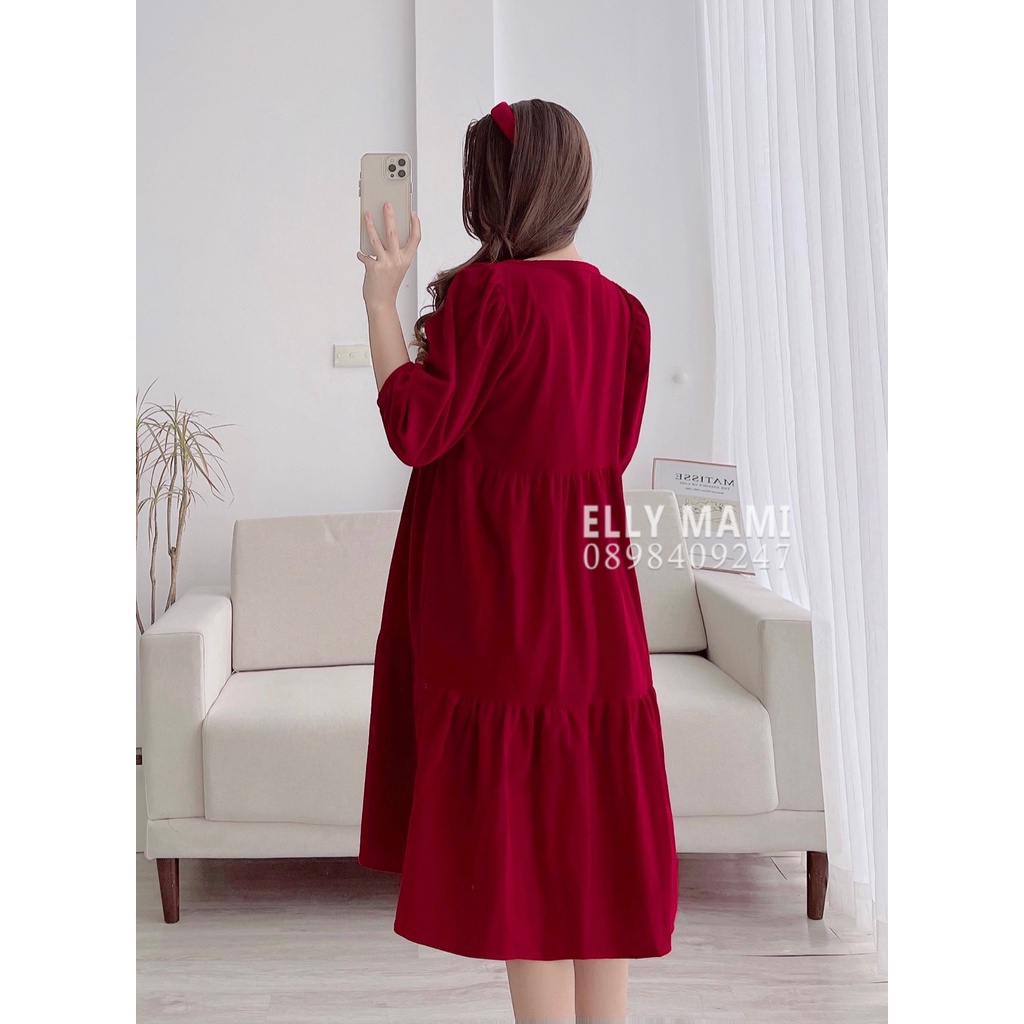 ( 40kg - 85kg ) [ Tặng Mấn Nhung ] Đầm Bầu , Suông Nhung Form Dễ Mặc Thoải Mái Suốt Thai Kì &amp; Sau Sinh Thiết Kế Cao Cấp